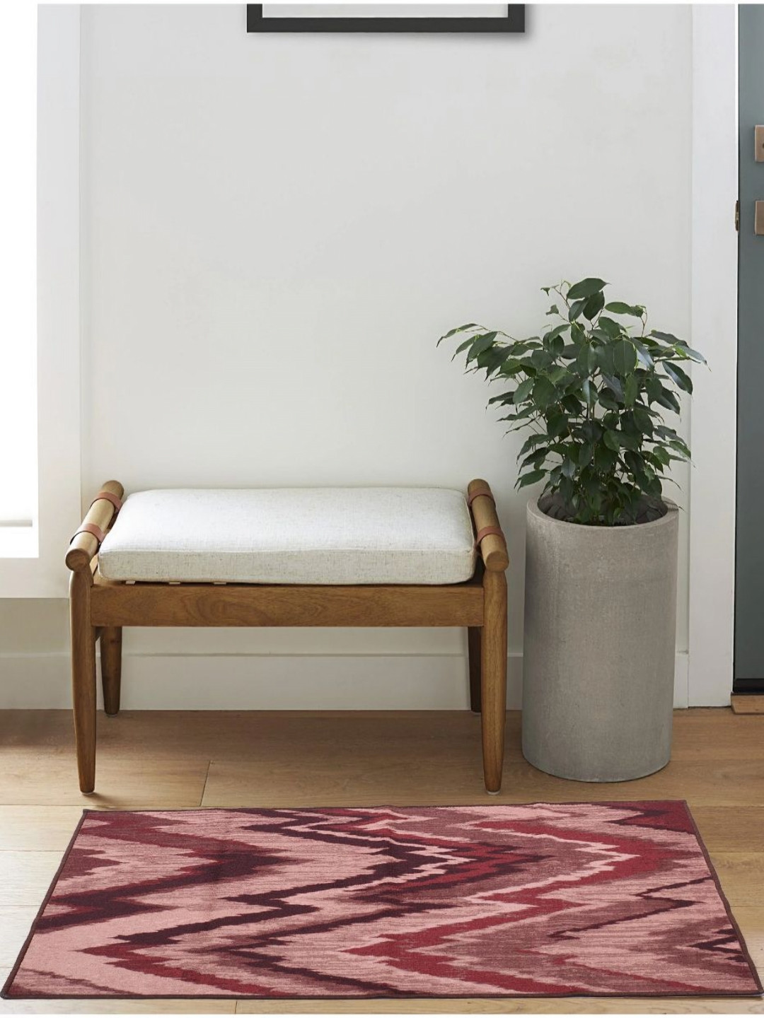 MODEFE Maroon & Black Abstract Light Anti-Skid Carpet