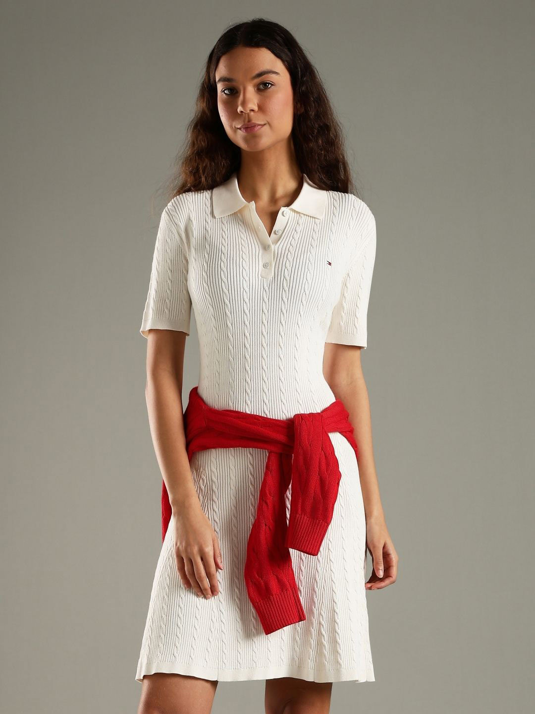 Tommy Hilfiger Women Polo Collar Cable knit T-shirt Dress