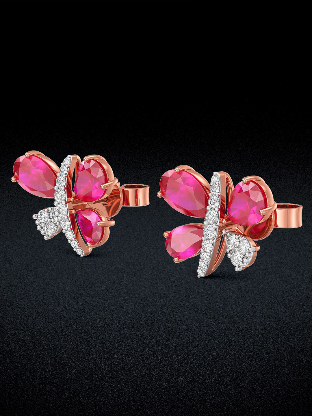 Joyalukkas Fluttering Ruby Wings Diamond Earrings