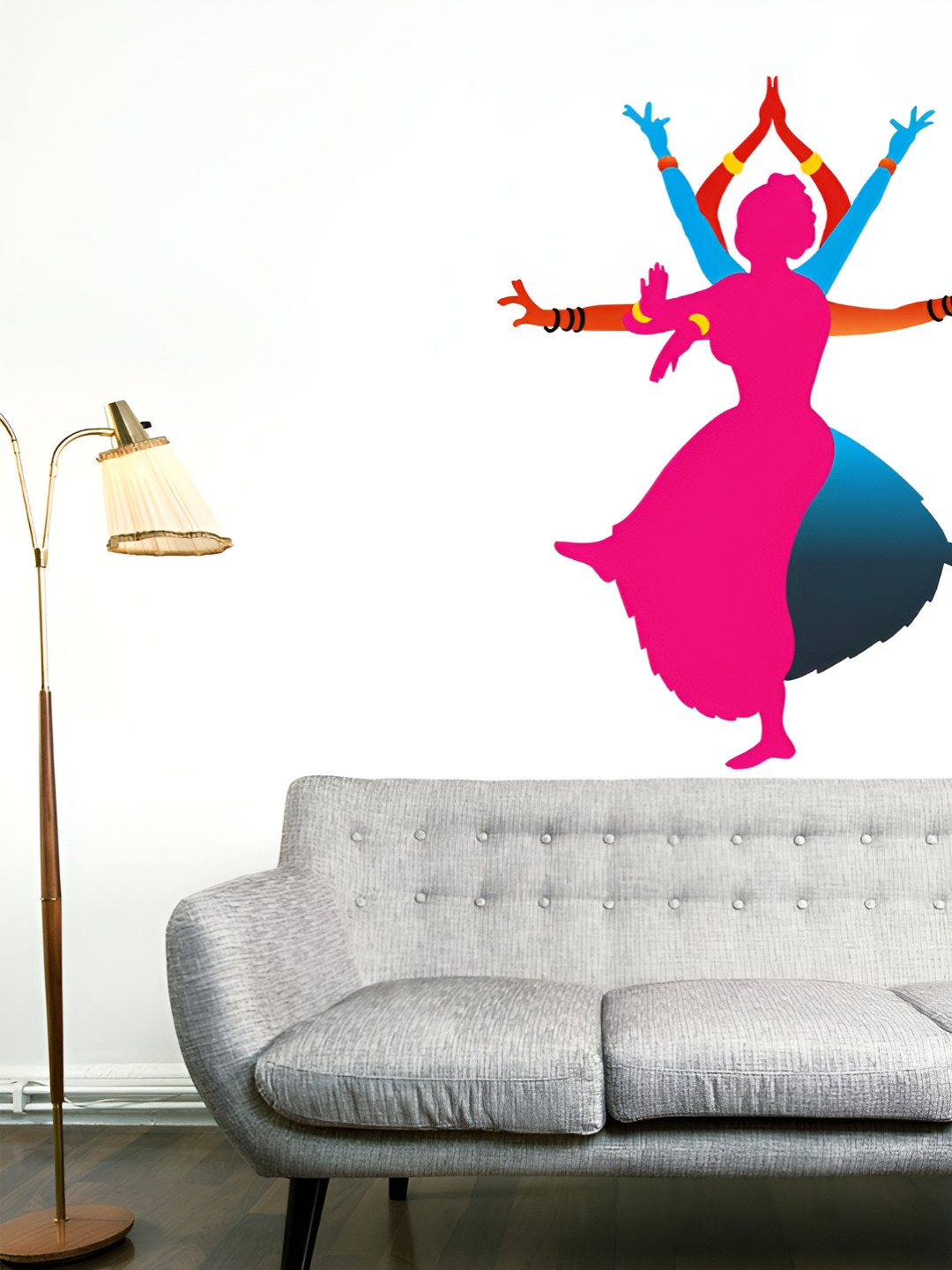 LANSTICK Pink & Blue Bharatham Steps Printed Waterproof Wallpaper