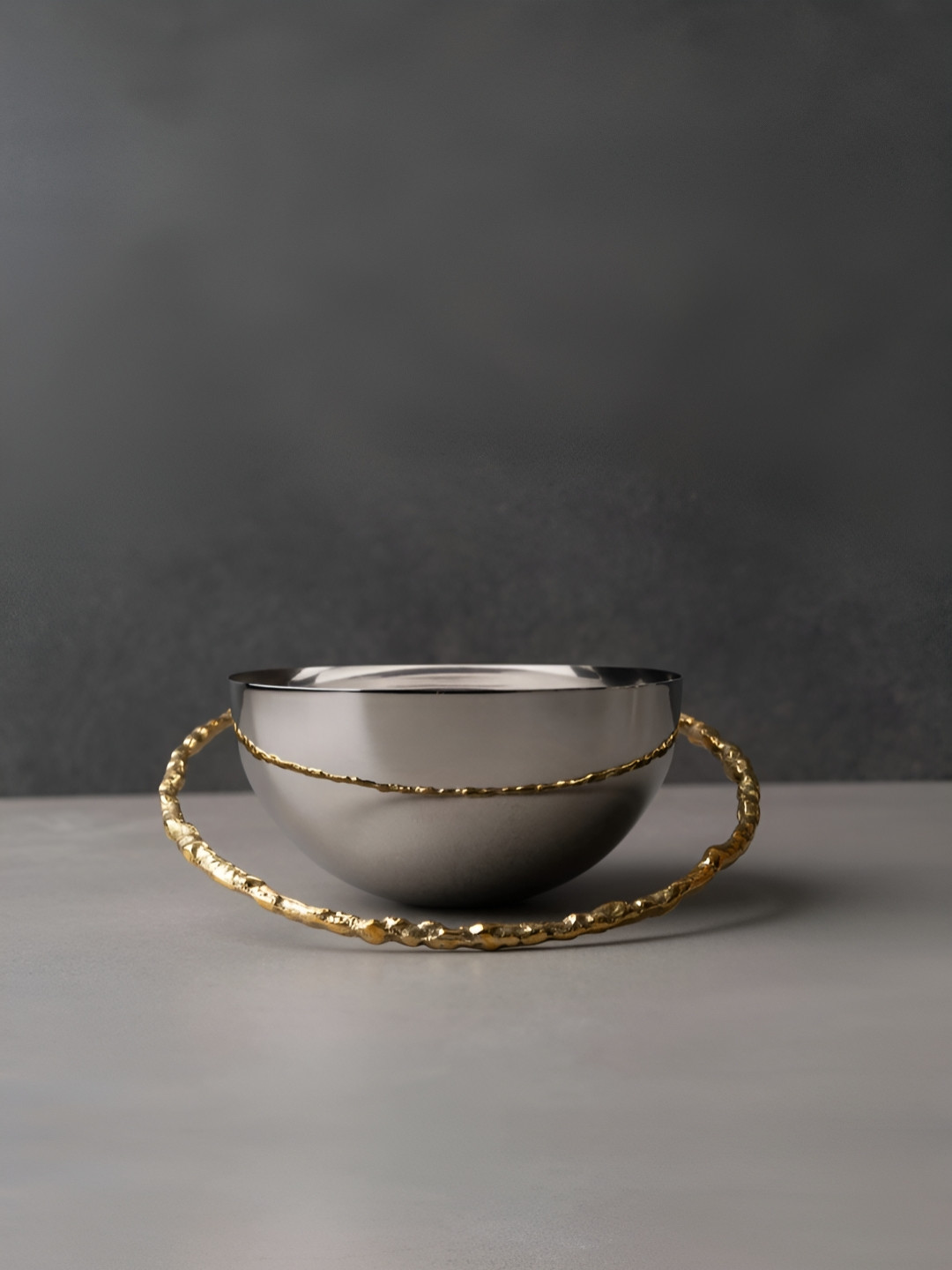 Amaara Home 2-Pcs Silver Rockman Ring Decorative Bowl (Large)