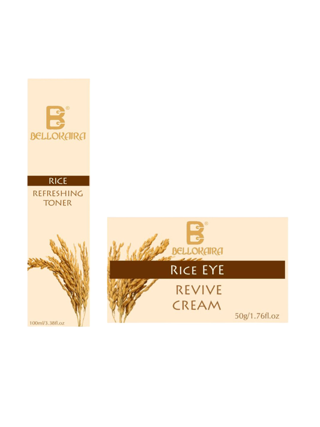 BELLOKAIRA Set Of 2 Rice Refreshing Toner- 100 ml & Under Eye Cream- 50 g