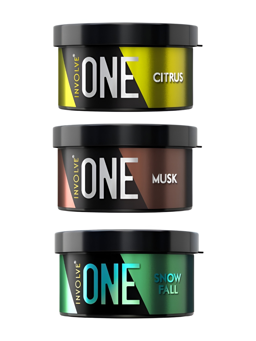INVOLVE Pack Of 3 Musk Citrus & Snowfall Car Air Freshener - 40 g Each