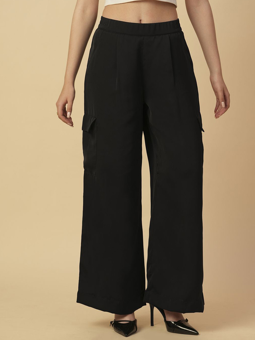 Chemistry Women Satin Loose Fit Cargos Trousers