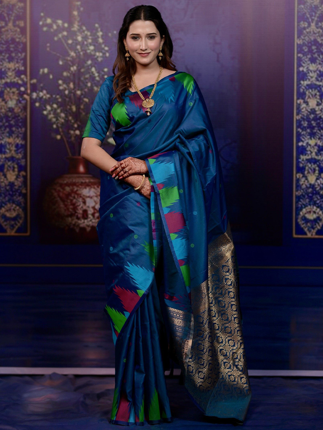 KALINI Woven Design Soft Silk With Zari Weaving Border Saree And Matching Blouse Piece