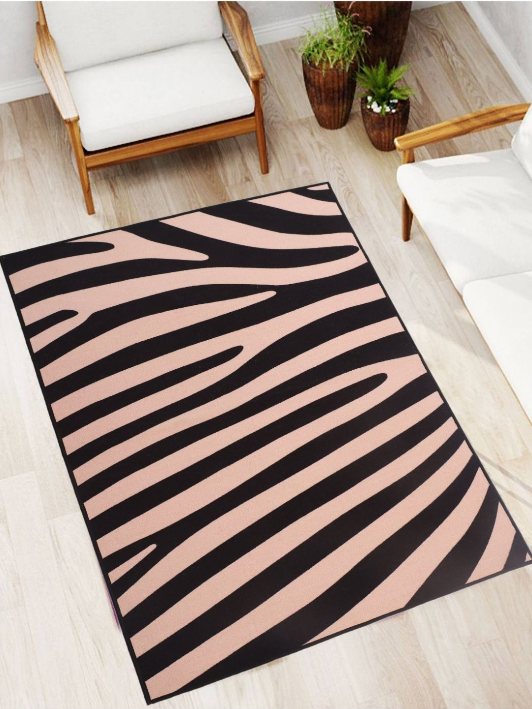 MODEFE Black & Brown Abstract Anti-Skid Light Carpet