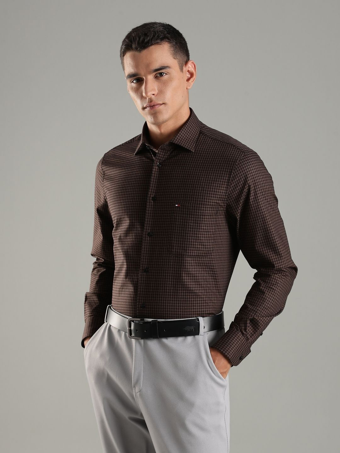 Tommy Hilfiger Europe Micro Ditsy Printed Pure Cotton Formal Shirt