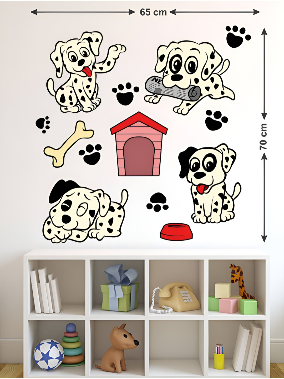 LANSTICK White & Black Dog With Home Wallstiker