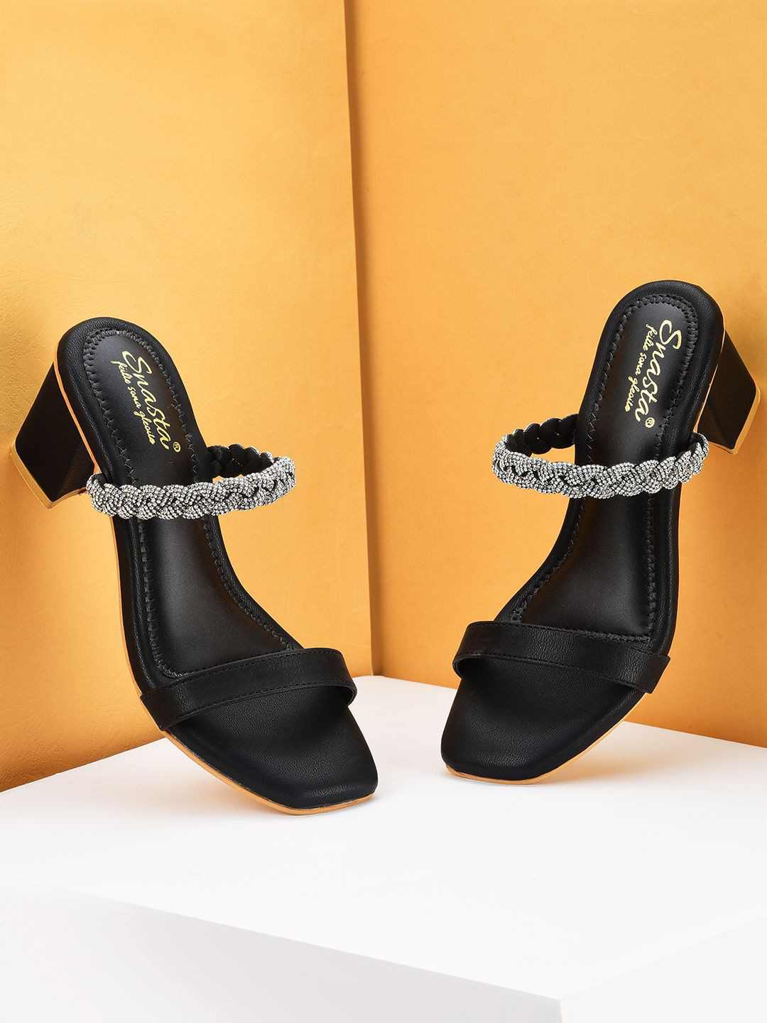 Snasta Women Embellished Party Block Sandals