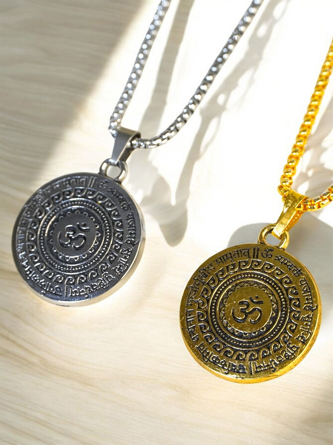 Japam Set Of 2 Japam Golden Om Mantra Necklace
