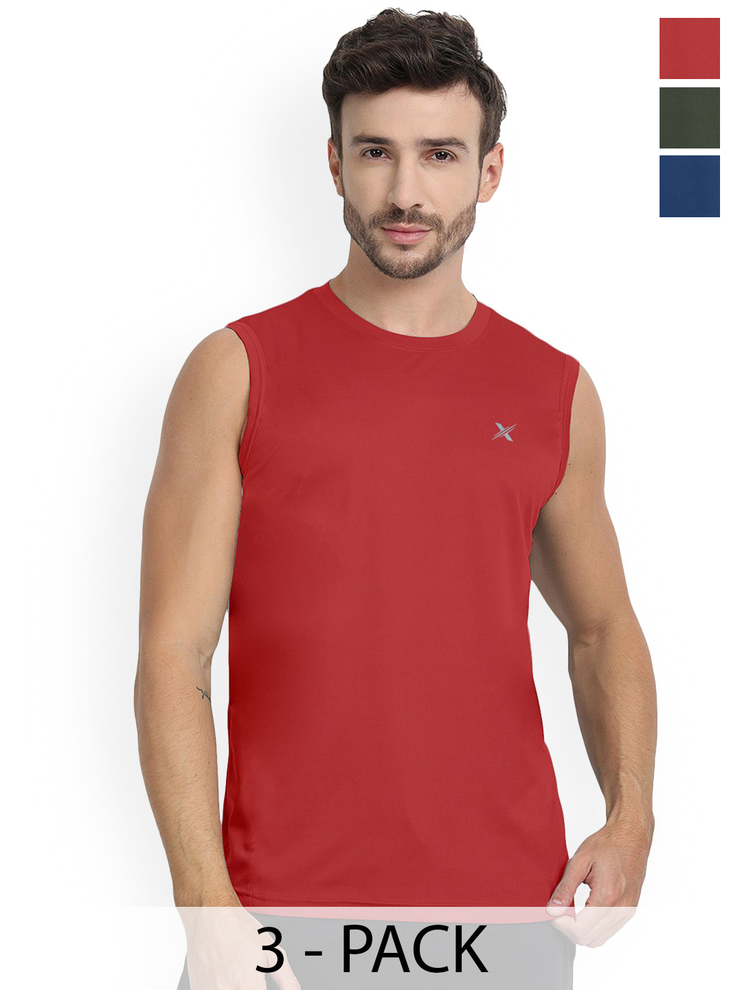 FTX Pack Of 3 Round-Neck Sleeveless Breathable Basic Innerwear Vests- 788_1-788_3-788_4_S