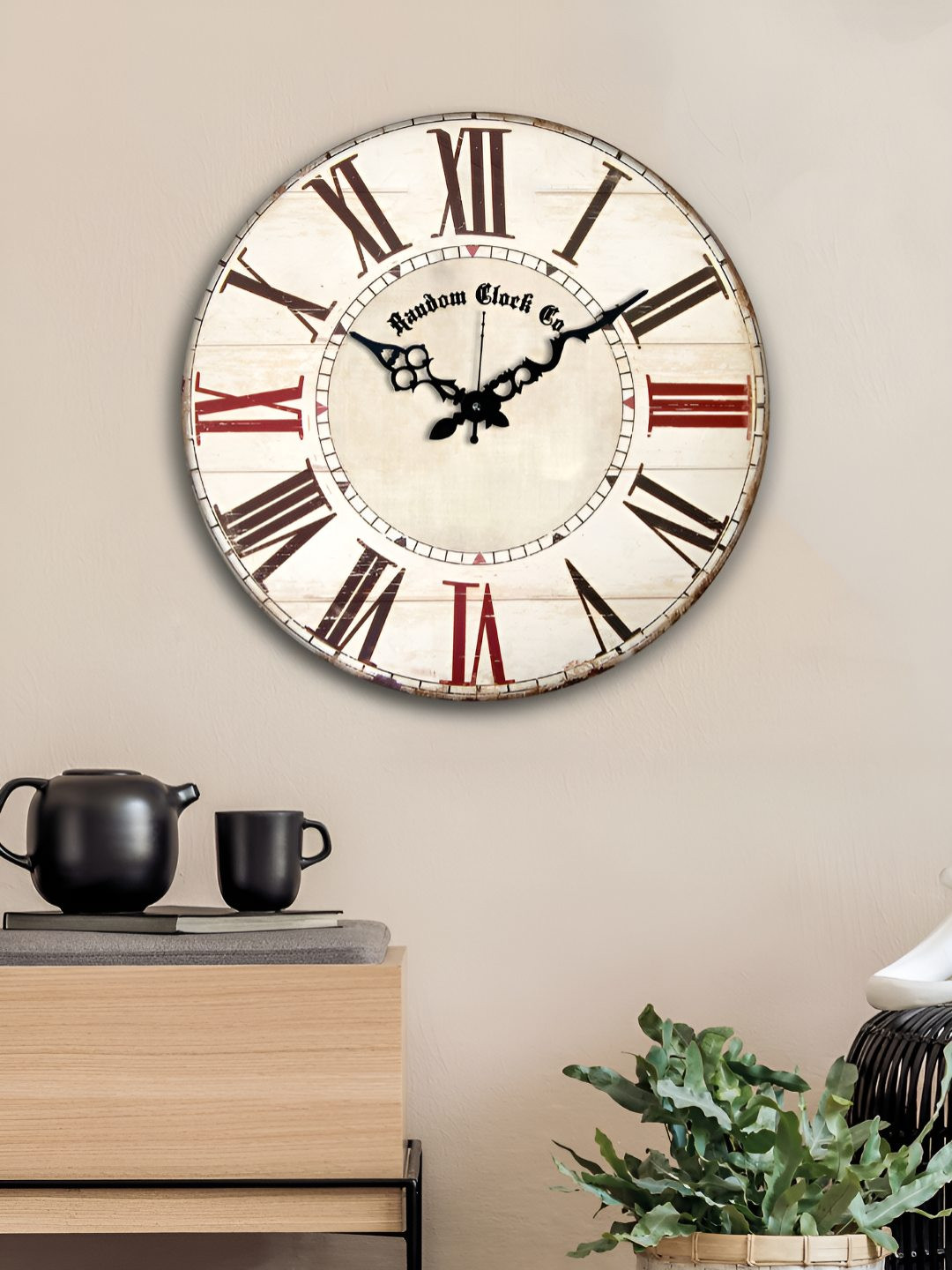 RANDOM White & Purple  Abstract Printed Analogue Contemporary Silent Wall Clock