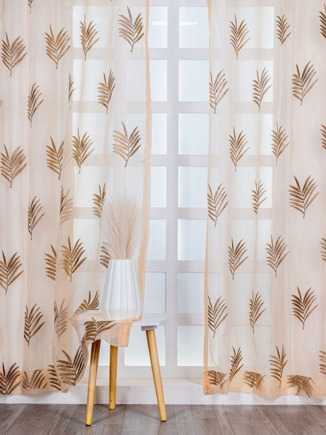 Parda Online Set Of 2 Ethnic Motifs Sheer Window Curtain