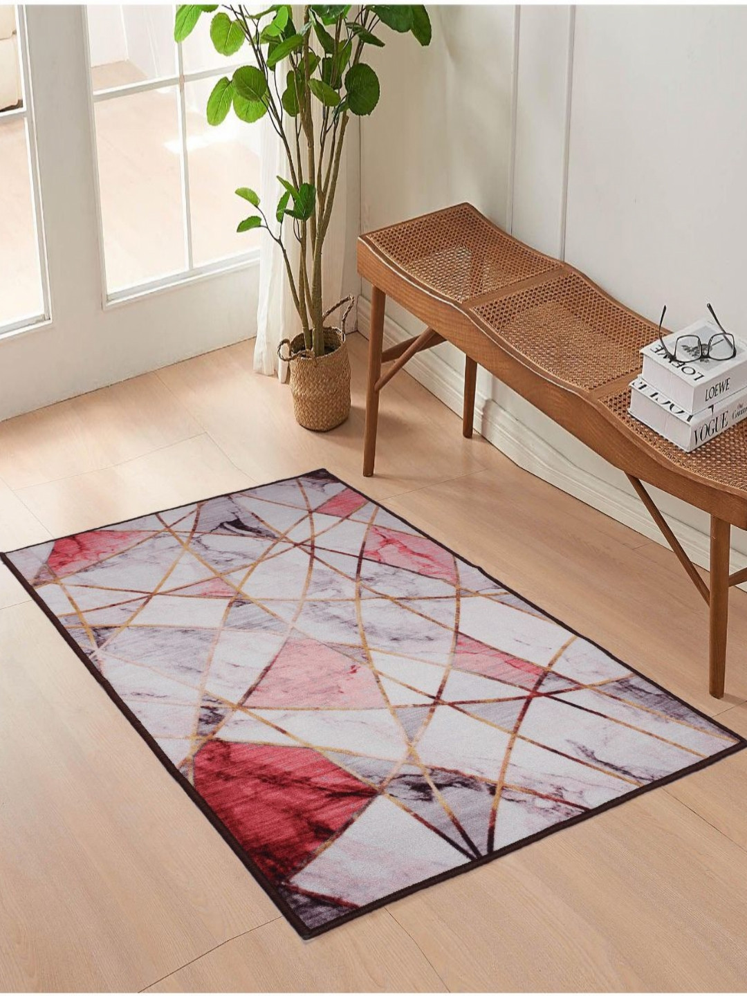 MODEFE Peach & Orange Abstract Light Anti-Skid Carpet