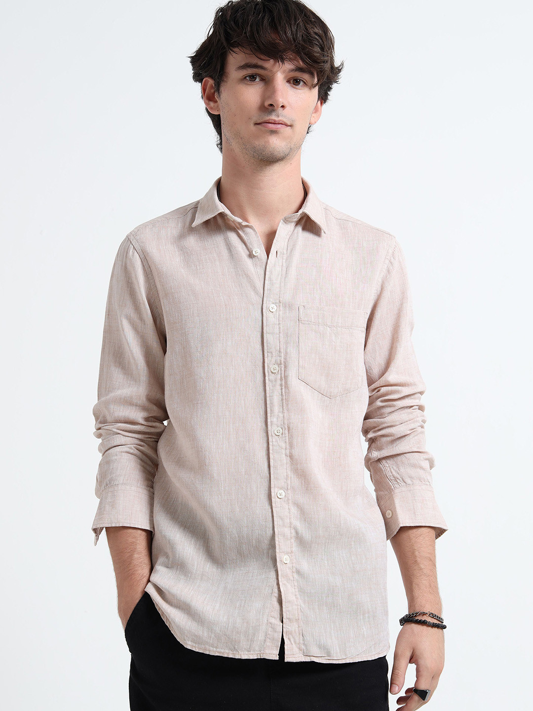 MARTIN SMITH Long Sleeves Linen Shirt
