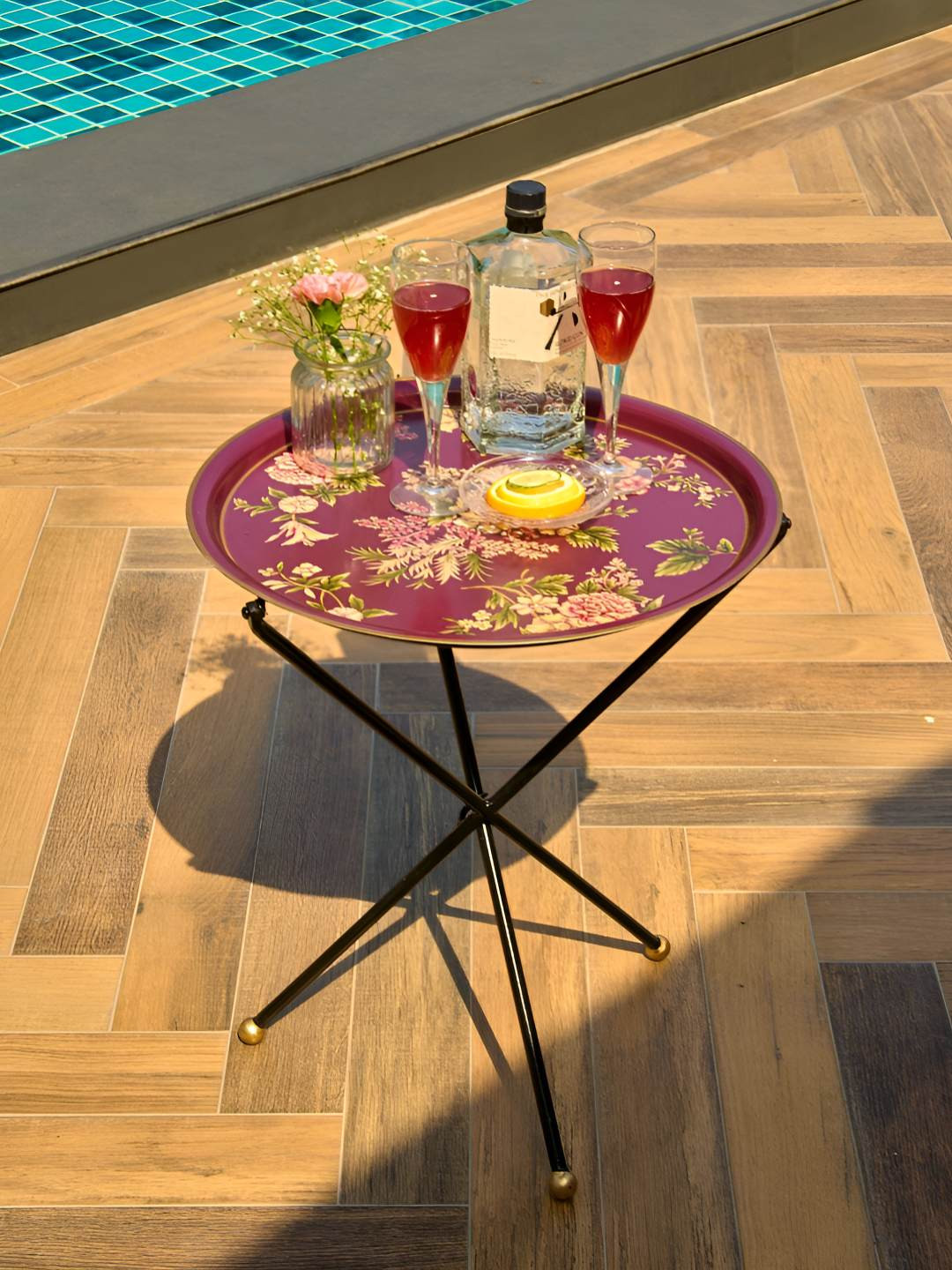 Amaara Home Pink Floral Printed Serving Tray