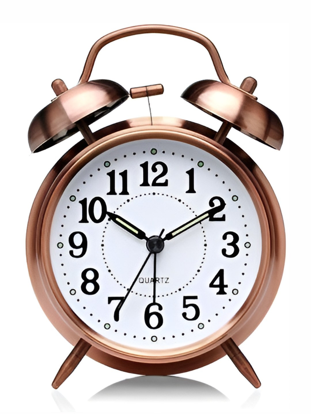 basics IND Gold-Toned & White Circular Alarm Clock