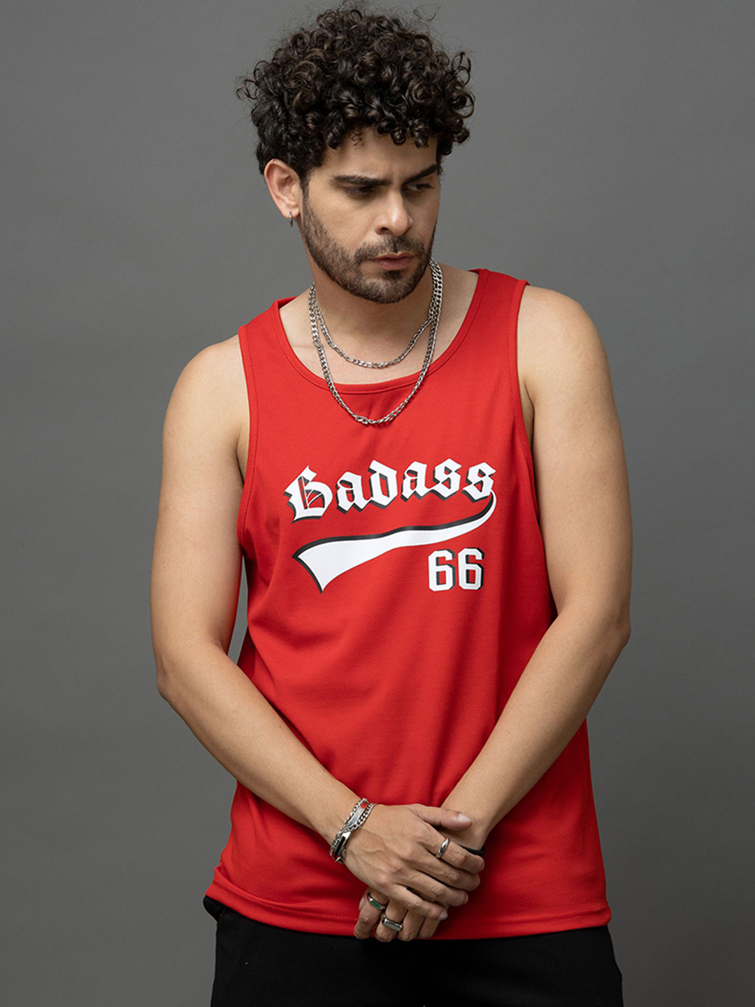 GO DEVIL Badass 66 Printed Round Neck Gym Innerwear Vest GD-M-COORD-0054-1