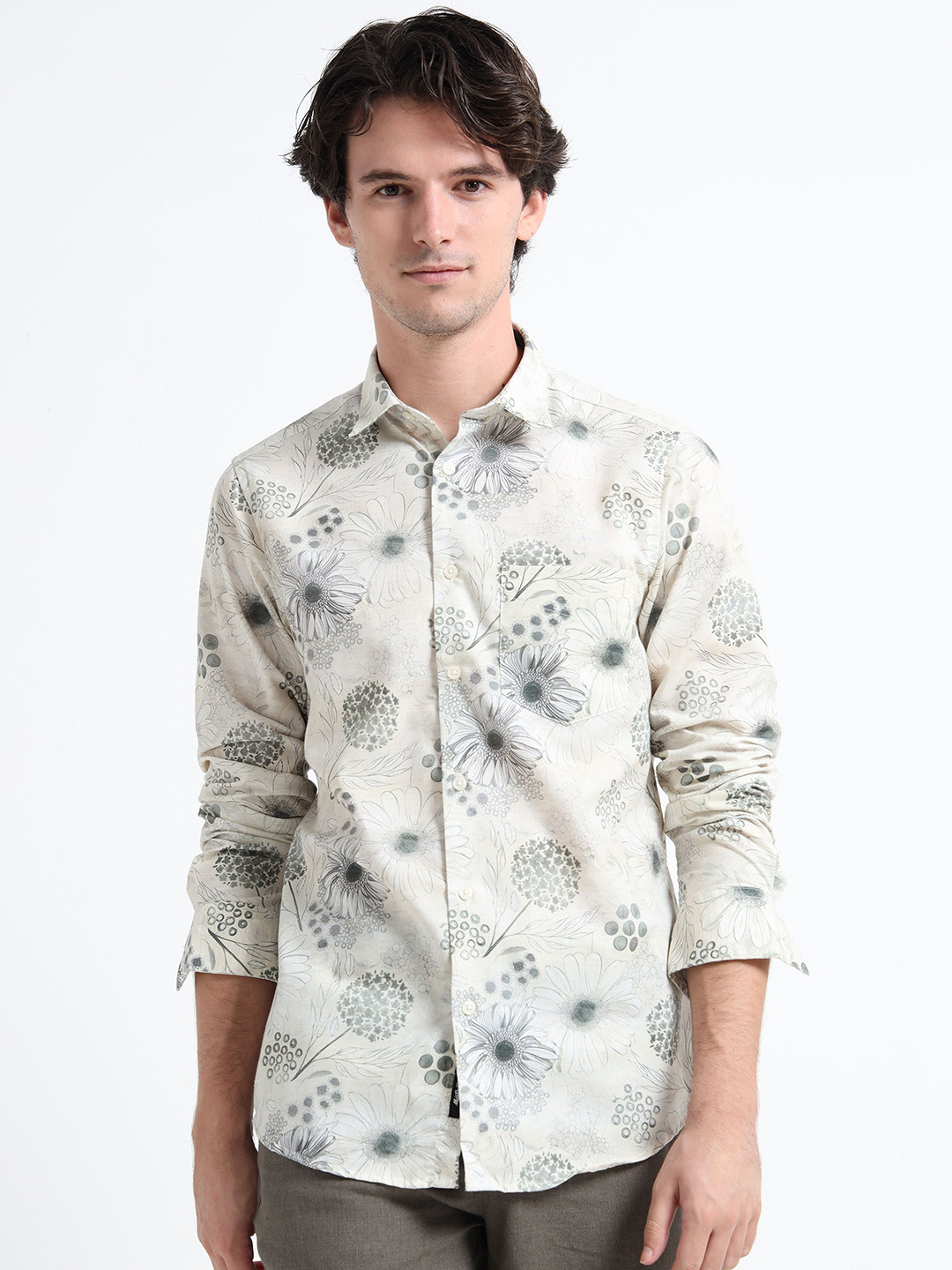 MARTIN SMITH Floral Printed Cotton Comfort Regular Fit Casual Shirt