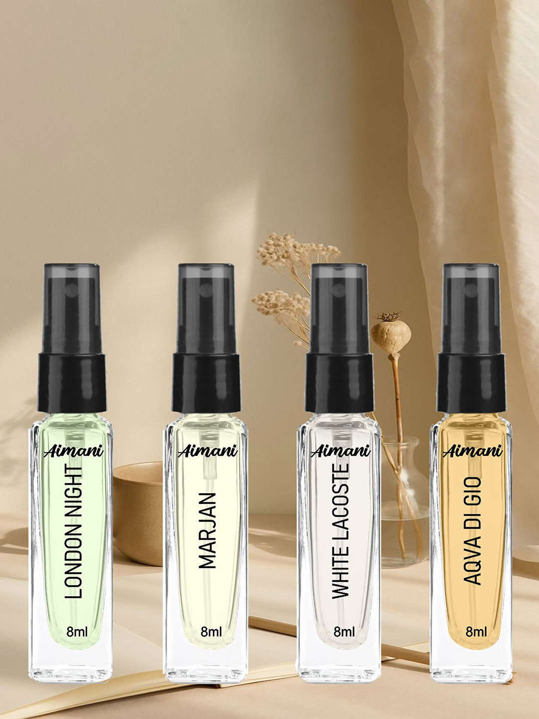 Aimani Set Of 4 London Night Marjan White Locasto & Aqua Di Giw Perfume - 8 ml Each