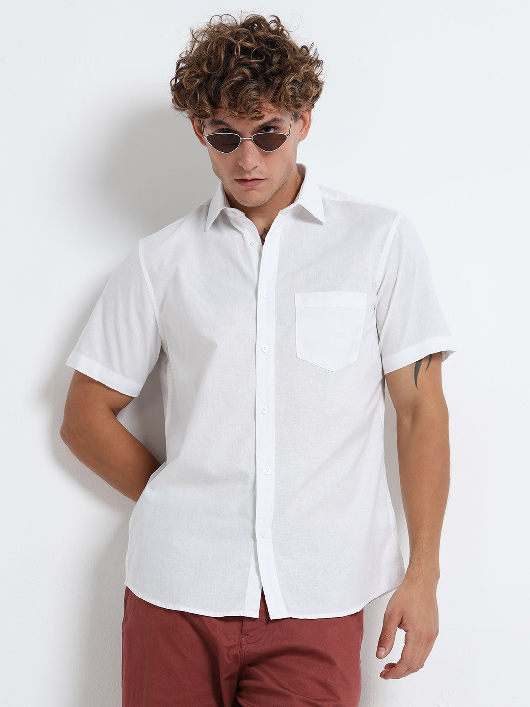 MARTIN SMITH Short Sleeves Linen Shirt
