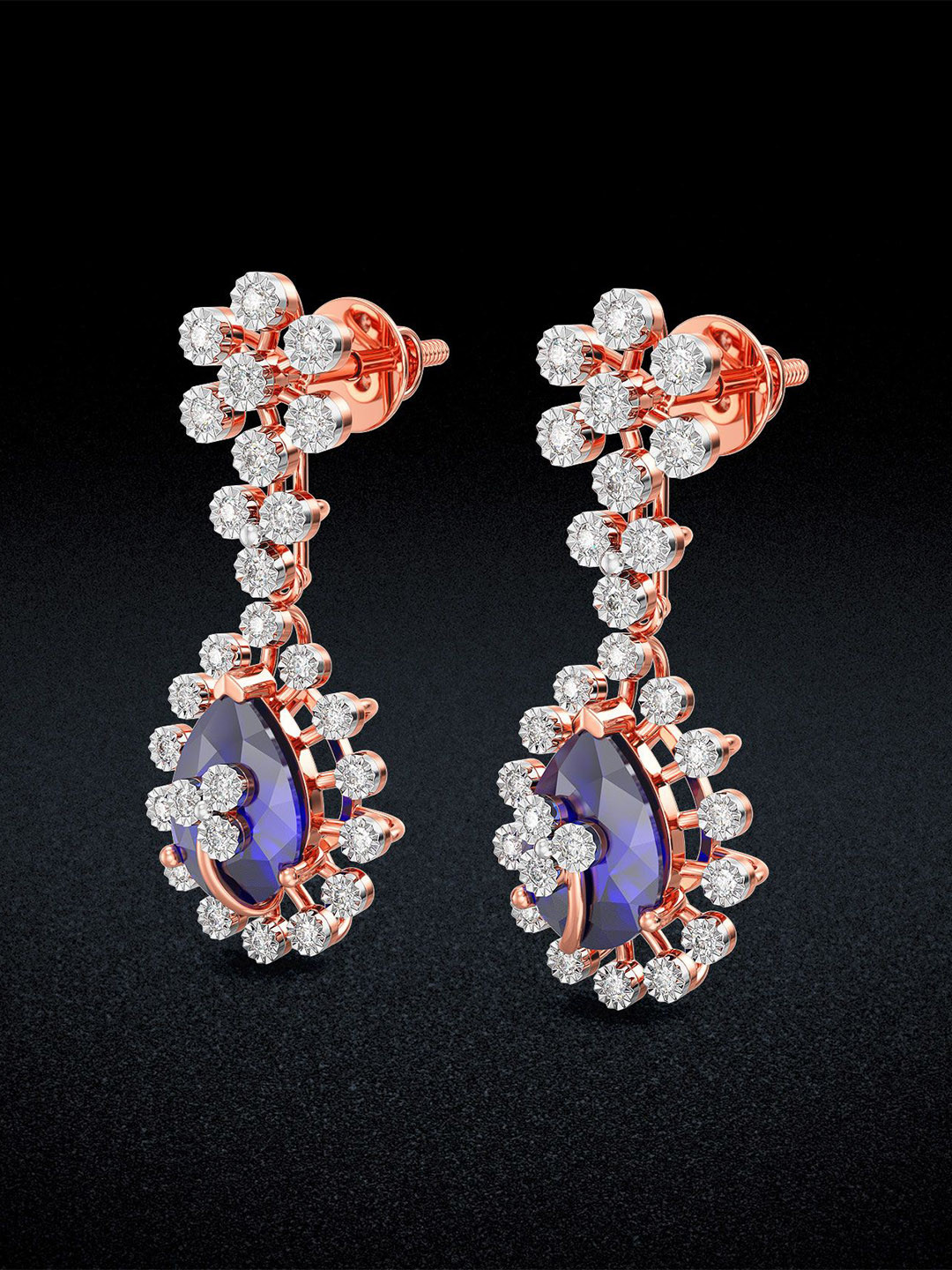 Joyalukkas Serene Blue Blossoms Diamond Earrings