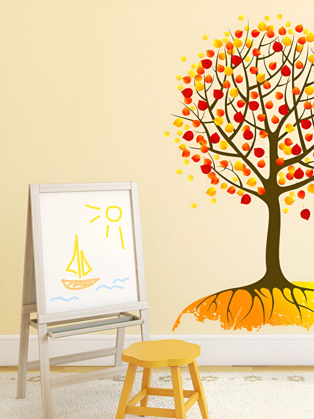 LANSTICK Yellow & Red Colorful Tree Wallsticker