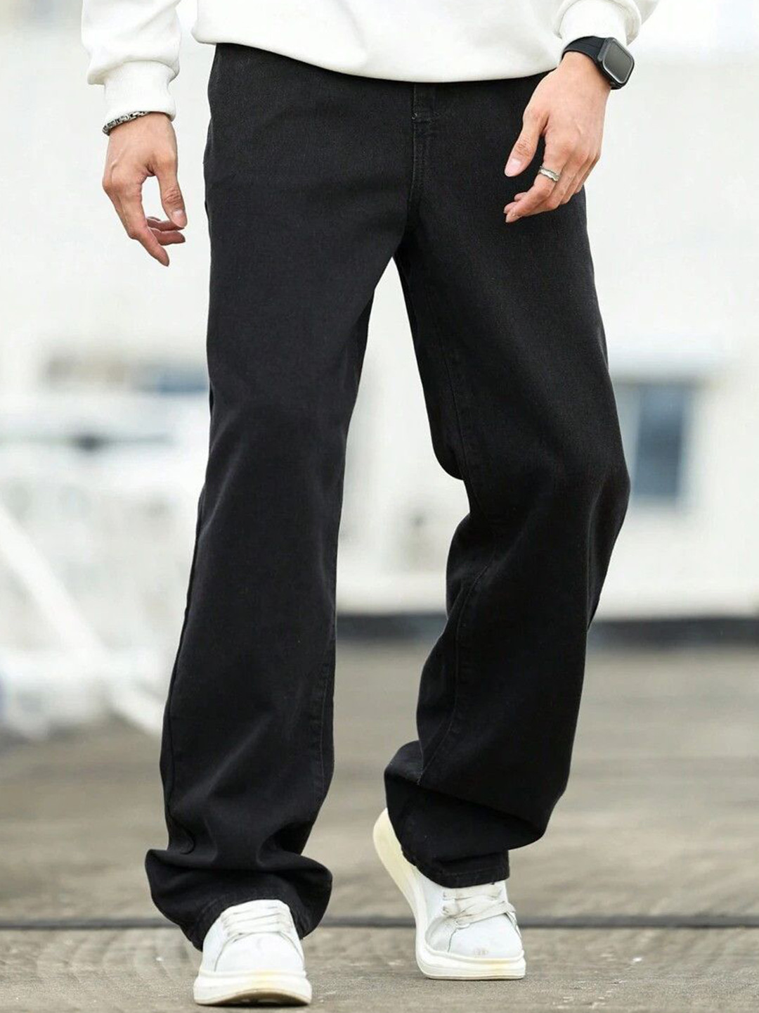 DENIMLOOK Men Baggy Mid-Rise Stretchable Denim Jeans