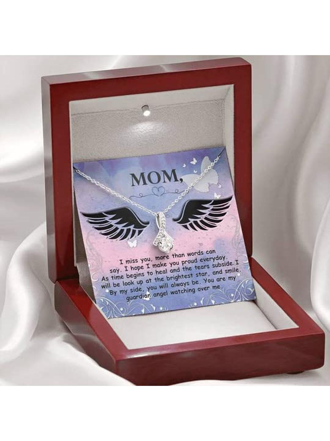 Sterling Silver Gift MOM NECKLACE, GIFT FOR MOM ALLURING BEAUTY NECKLACE MISS YOU MORE THAN WORDS C