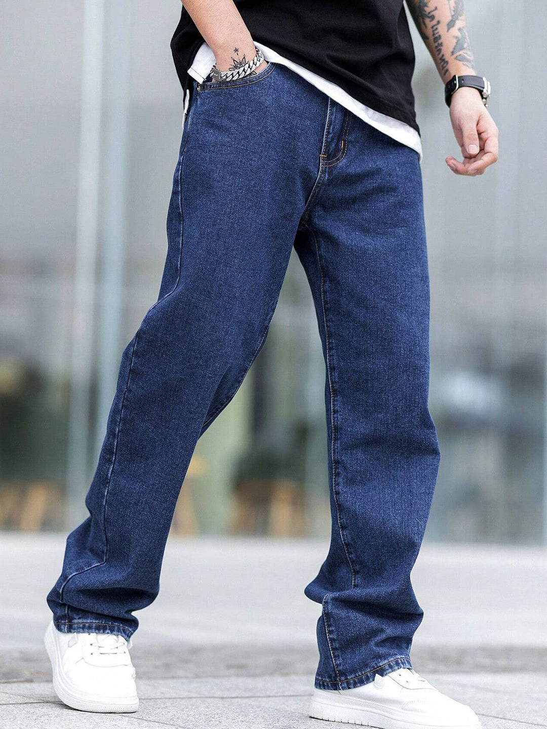 DENIMLOOK Men Baggy Mid-Rise Stretchable Cotton Jeans