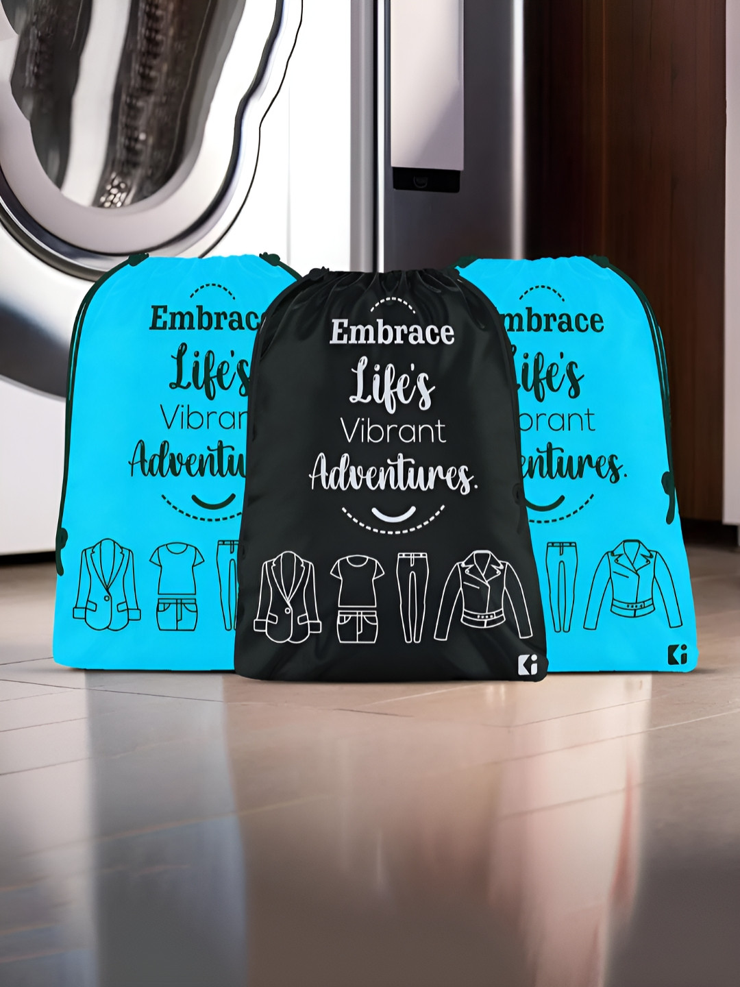 Aura Blue & Black 3 Pieces Reusable Multi-Utility Organisers