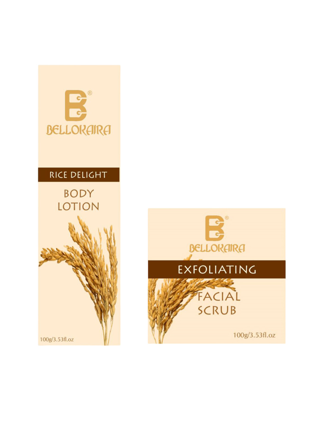 BELLOKAIRA Set Of 2 Rice Delight Body Lotion- 100 g & Facial Scrub- 100 g