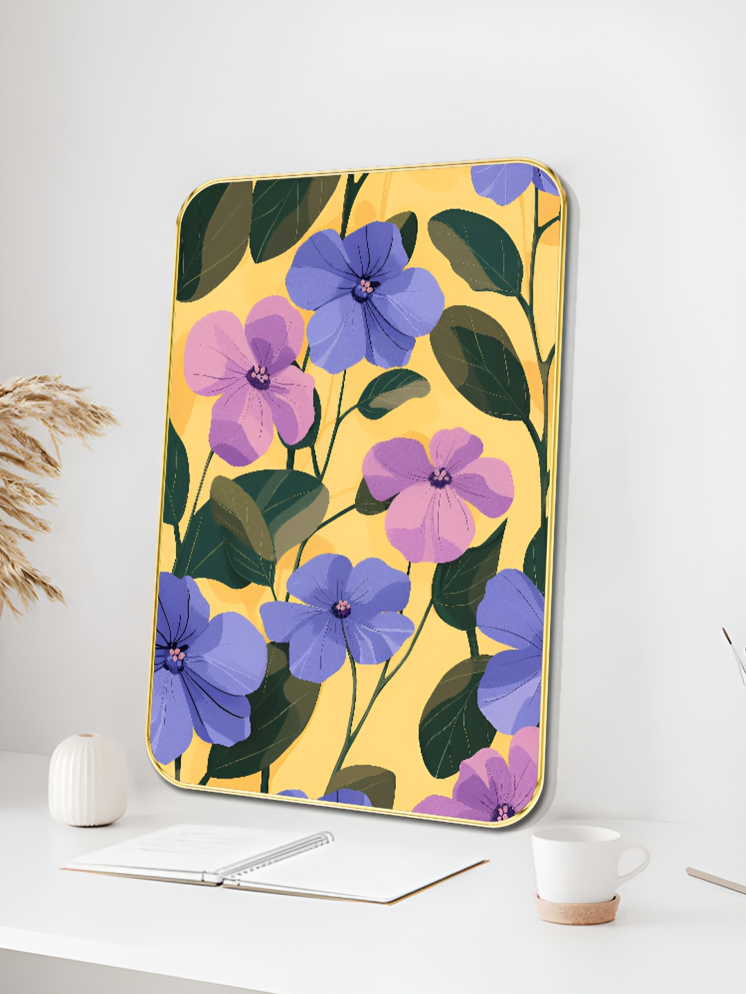 Livin'luxe Purple & Yellow Floral Printed Wall Art