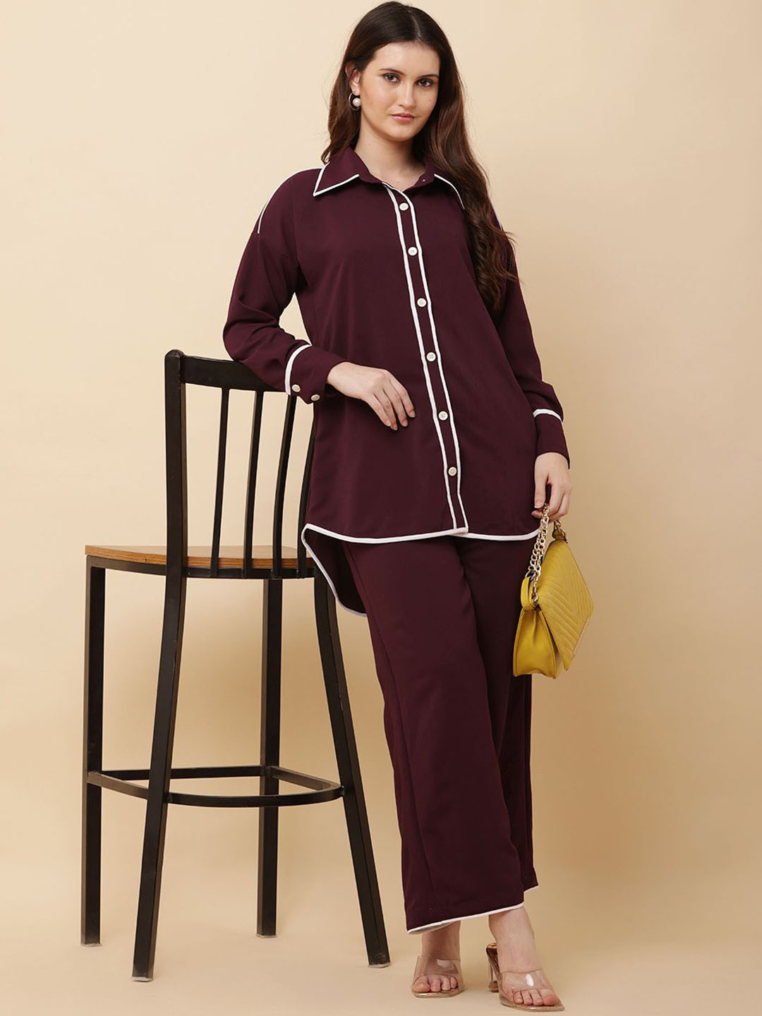 Tawakkul Clothes Collar Neck Shirt With Trousers Co-Ords