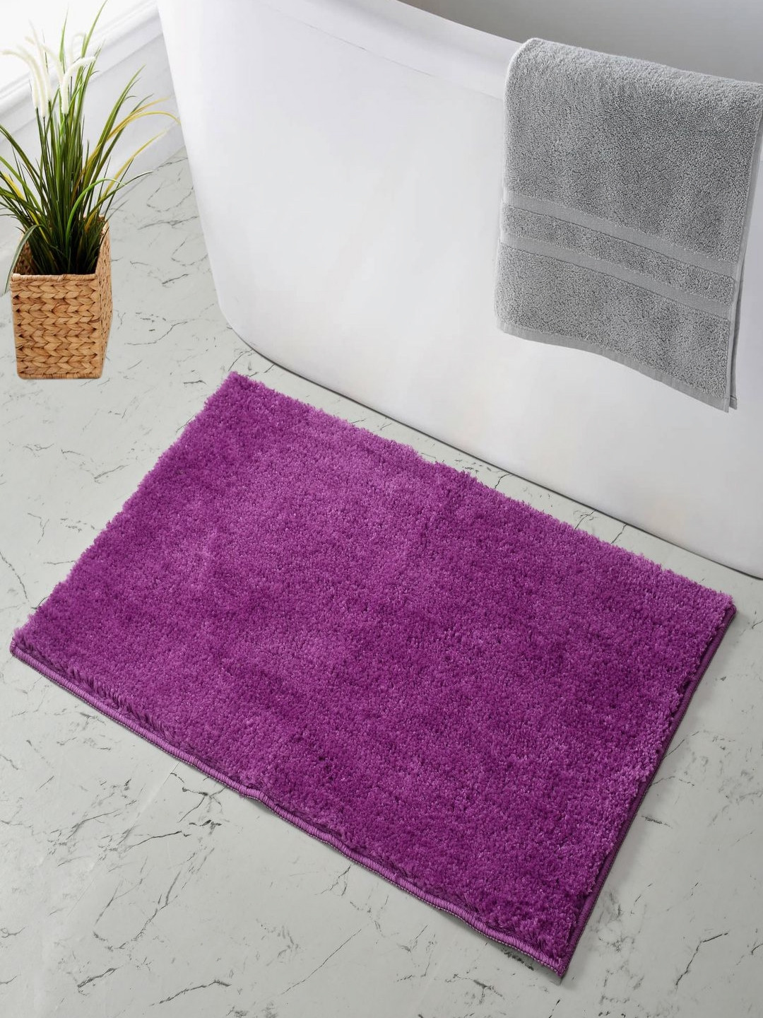 MAA HOME CONCEPT Purple Textured Anti-Skid Bath Rugs