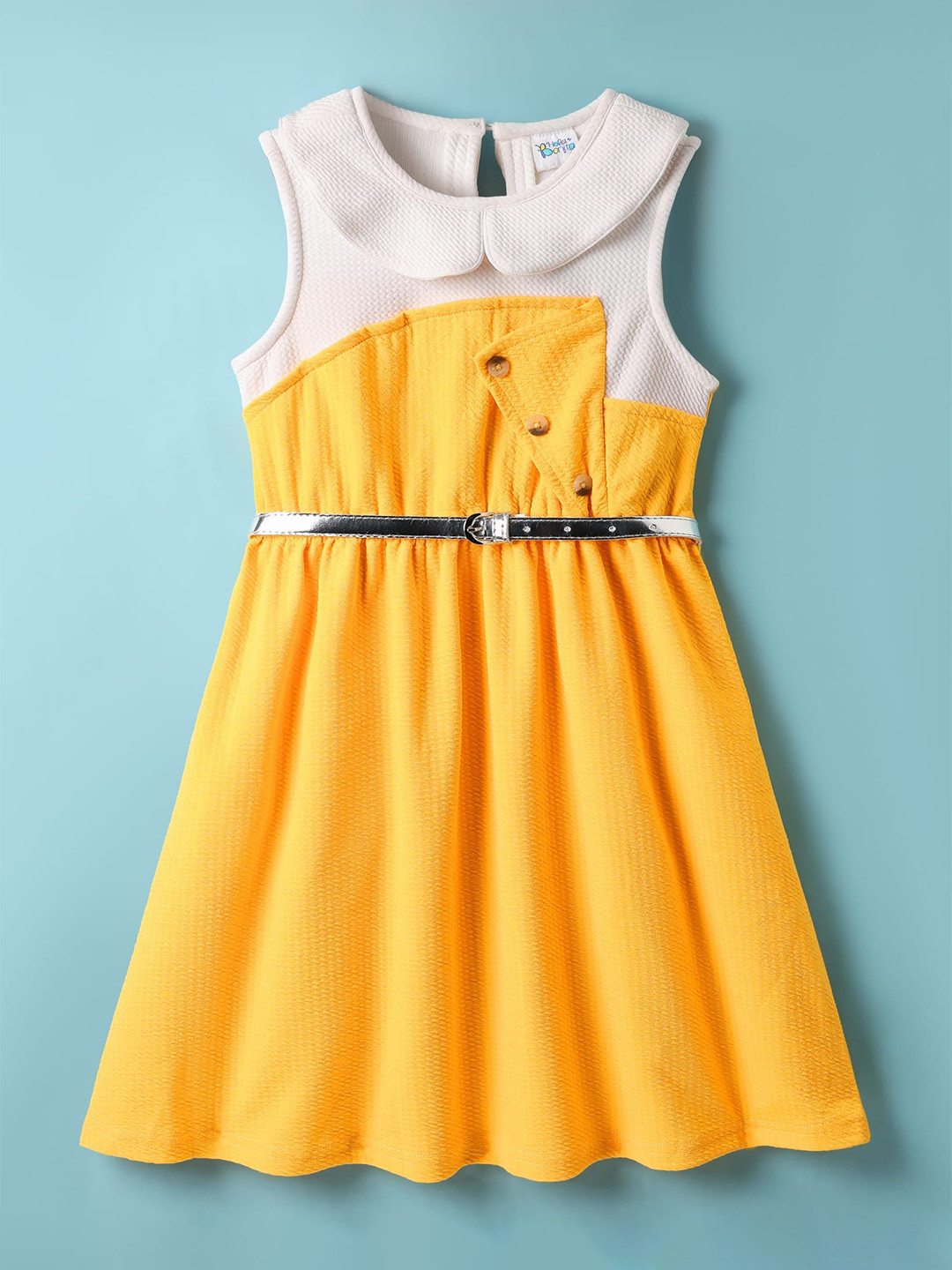 Hola Bonita Girls Peter Pan Collar Fit & Flare Dress With Belted