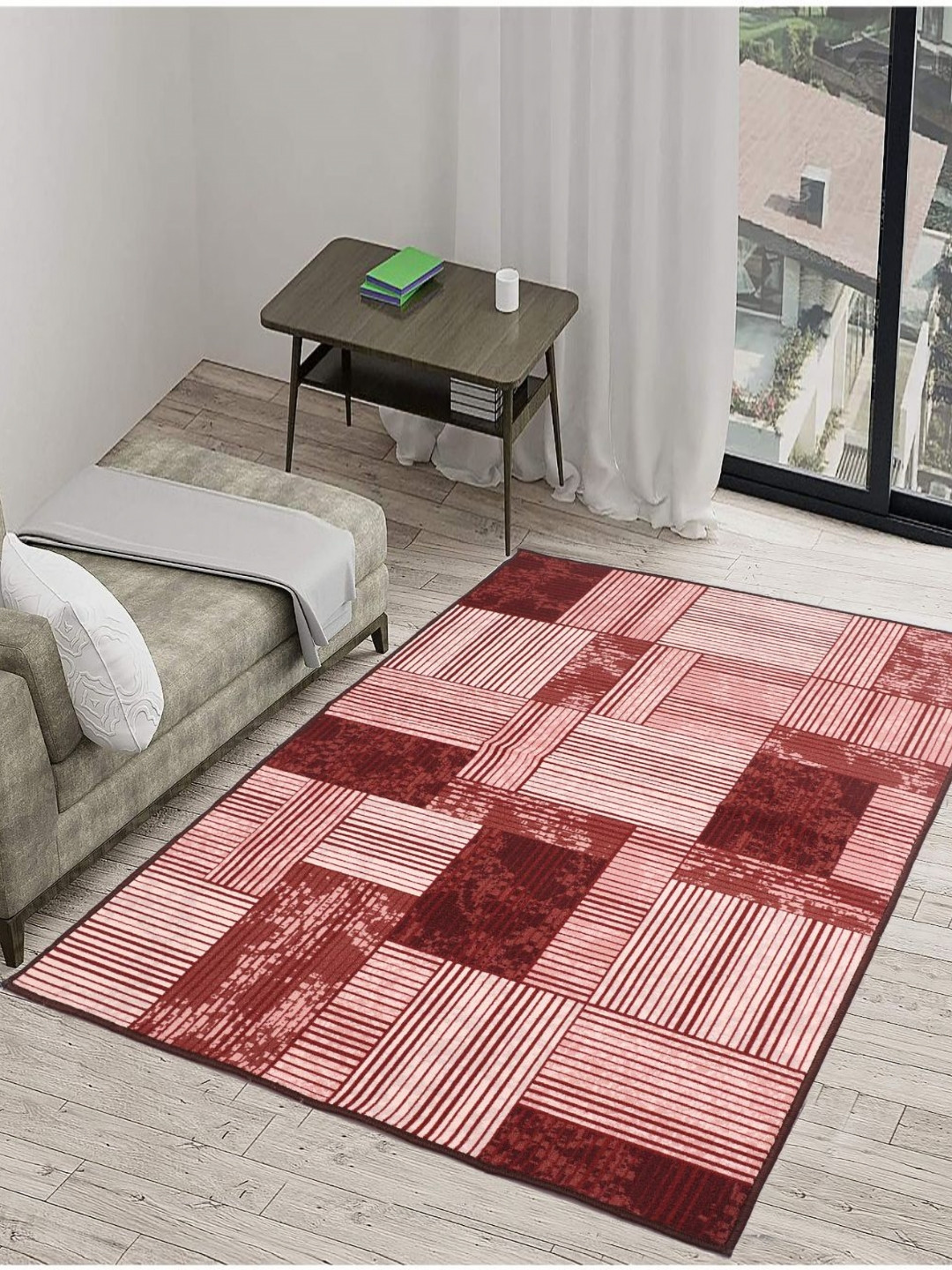 MODEFE Anti-Skid 6 Feet x 4 Feet Printed Loop Pile Carpet