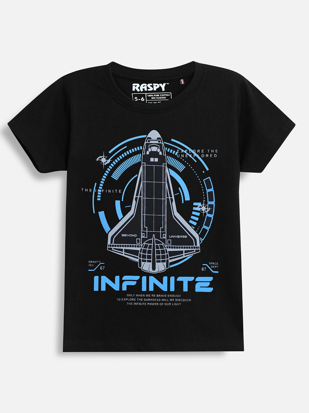RASPY Boys Printed Pure Cotton Round Neck T-shirt