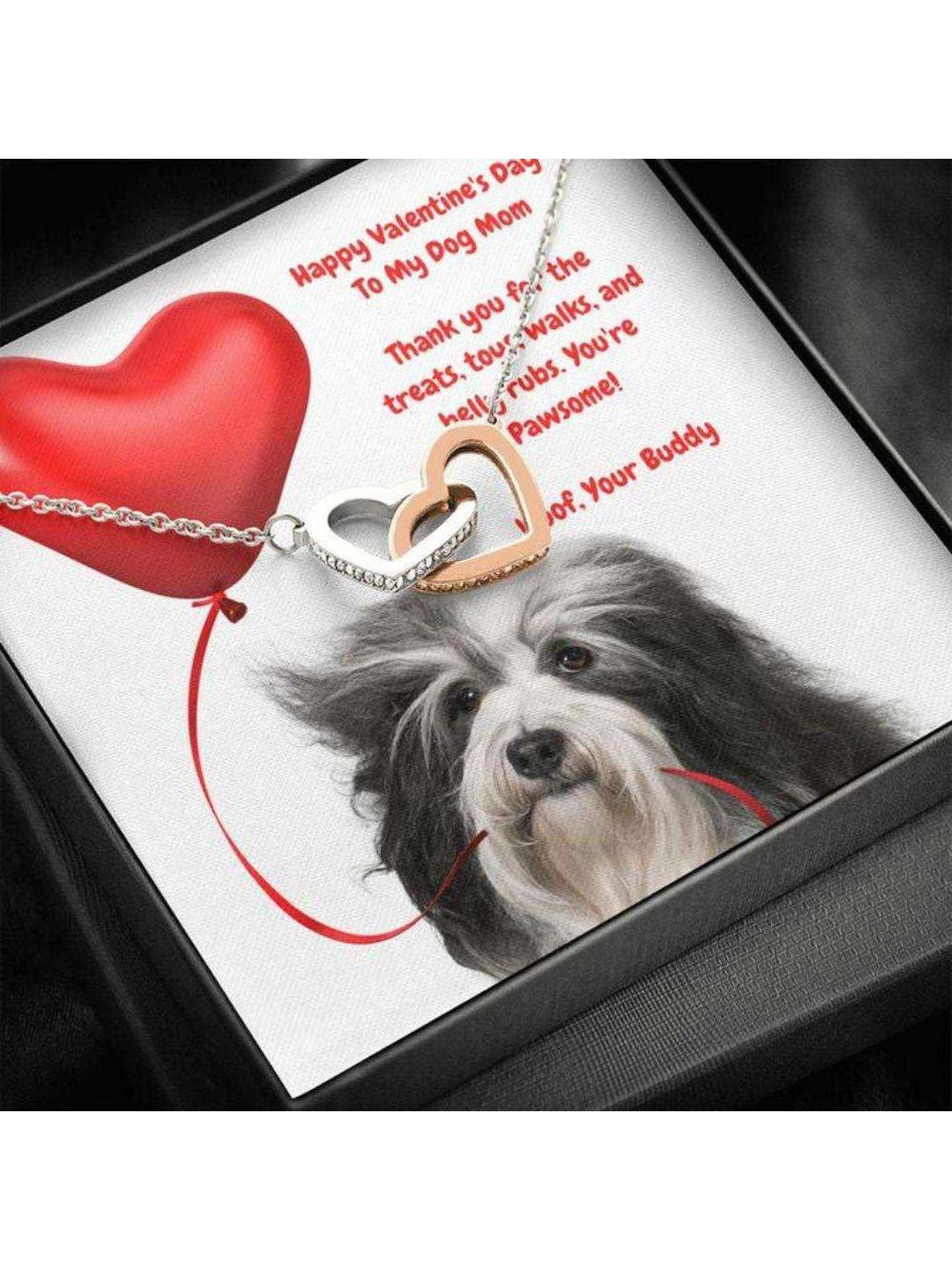Sterling Silver Gift Dog Mom Necklace, Gift Necklace Message Card To My Black And White Havanese Do