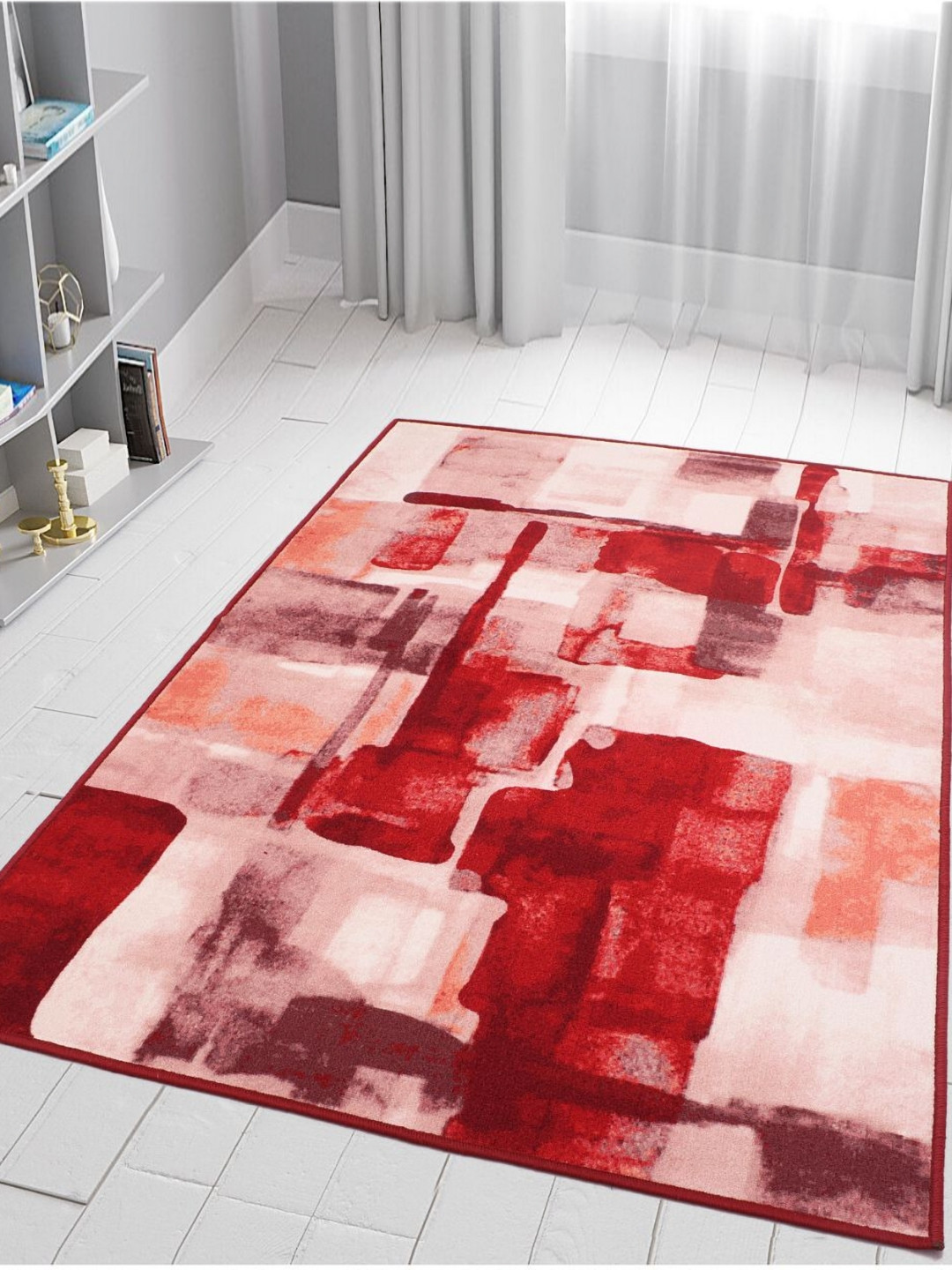 MODEFE Red Abstract Anti-Skid Nylon Carpet