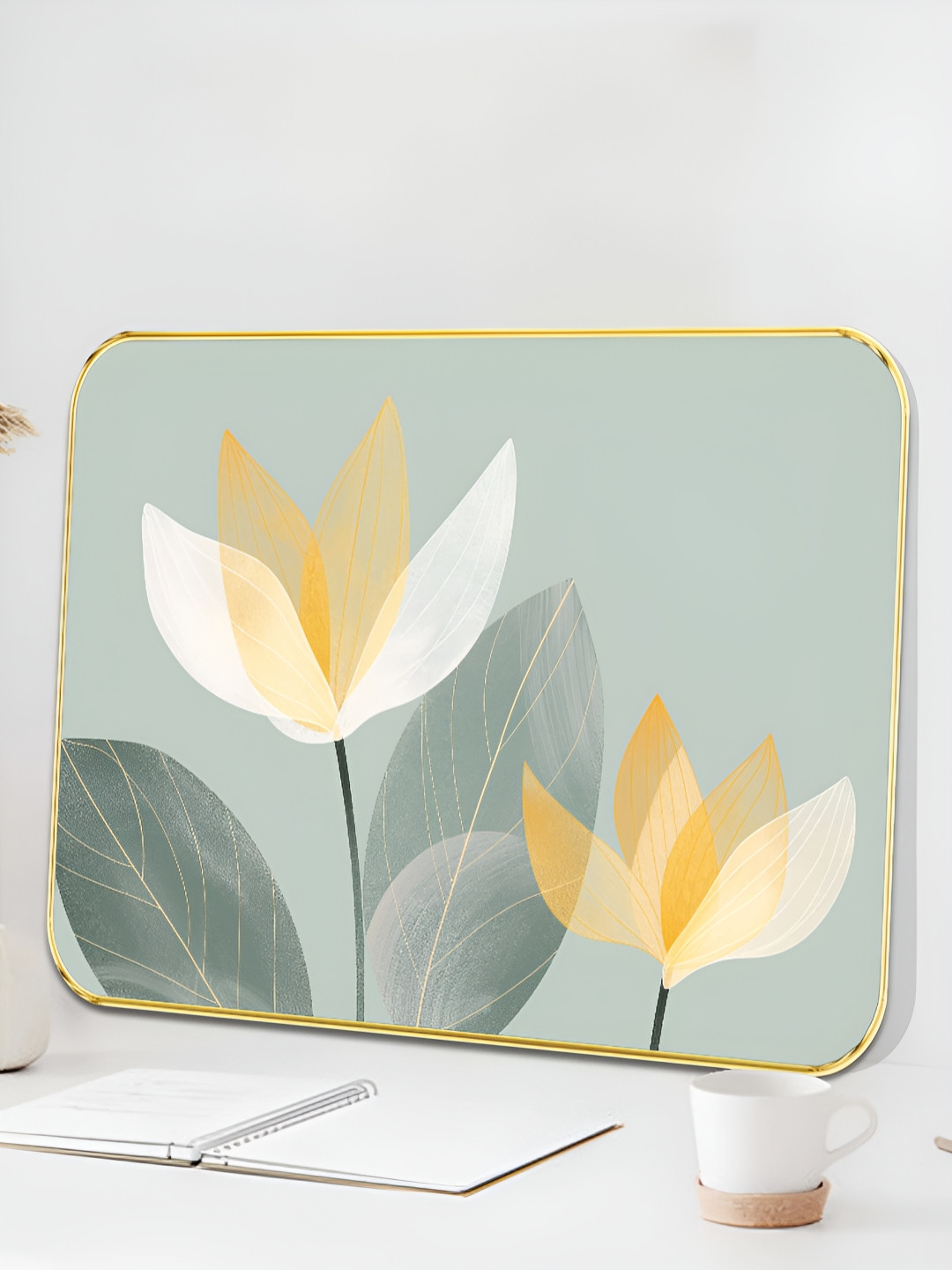Livin'luxe Green & Yellow Wooden Lotus Wall Art