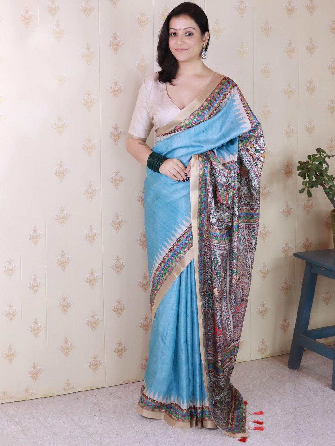all about you Zari Tussar Saree With Blouse Piece