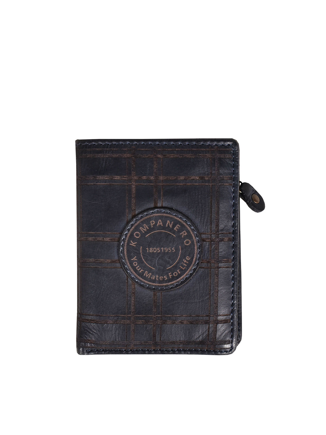 KOMPANERO Ternet Men Brand Logo Textured Leather Two Fold Wallet