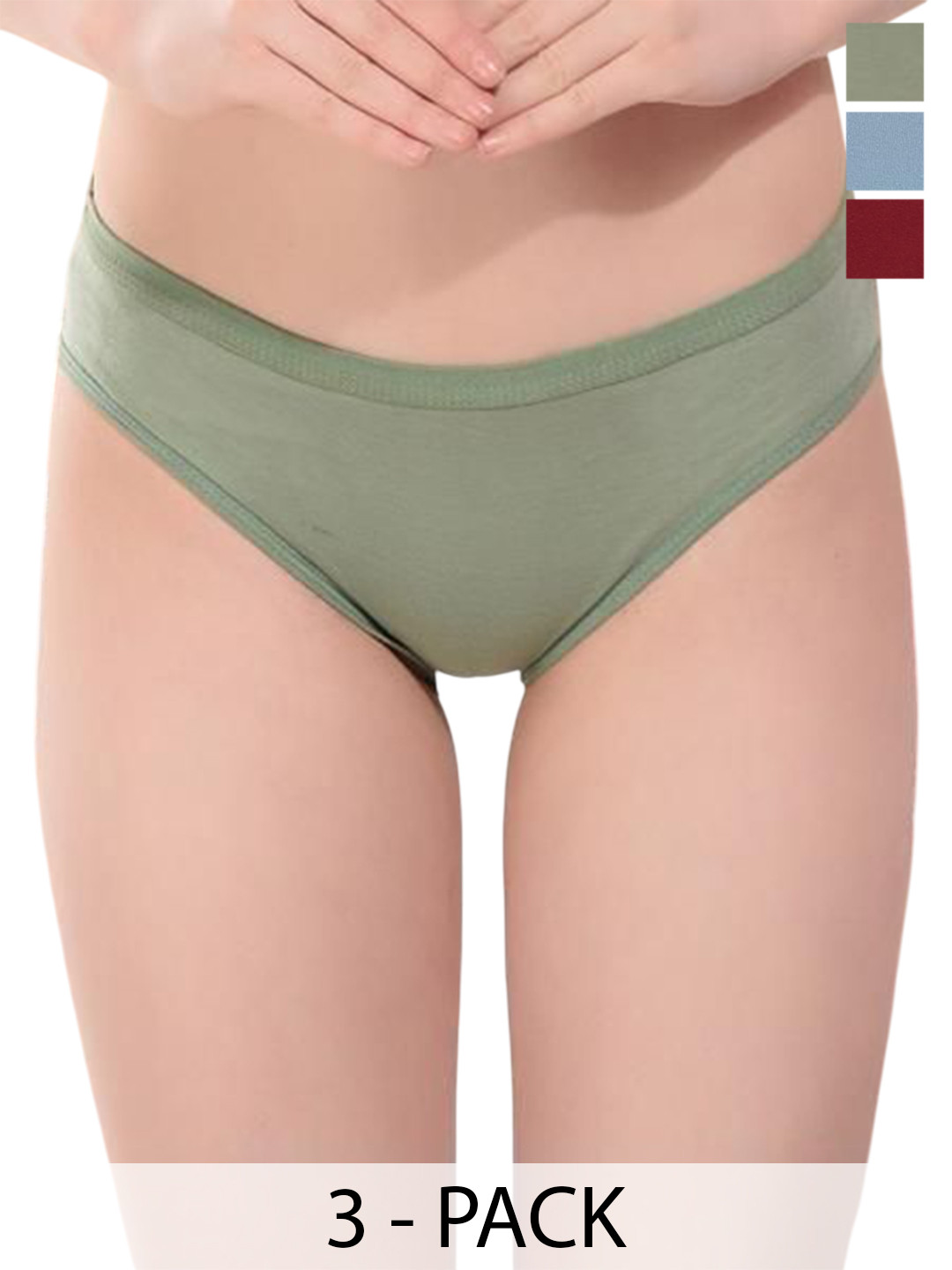 Moda Rapido Pack Of 3 Hipster Briefs MDRP-UG-KAMI-PNTY-Mrn-icebl-sggrn-P3-S