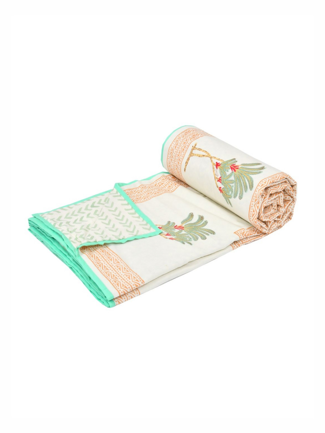 Sangria Brown & Beige Ethnic Motifs Printed Pure Cotton 150 GSM Double Bed Dohar
