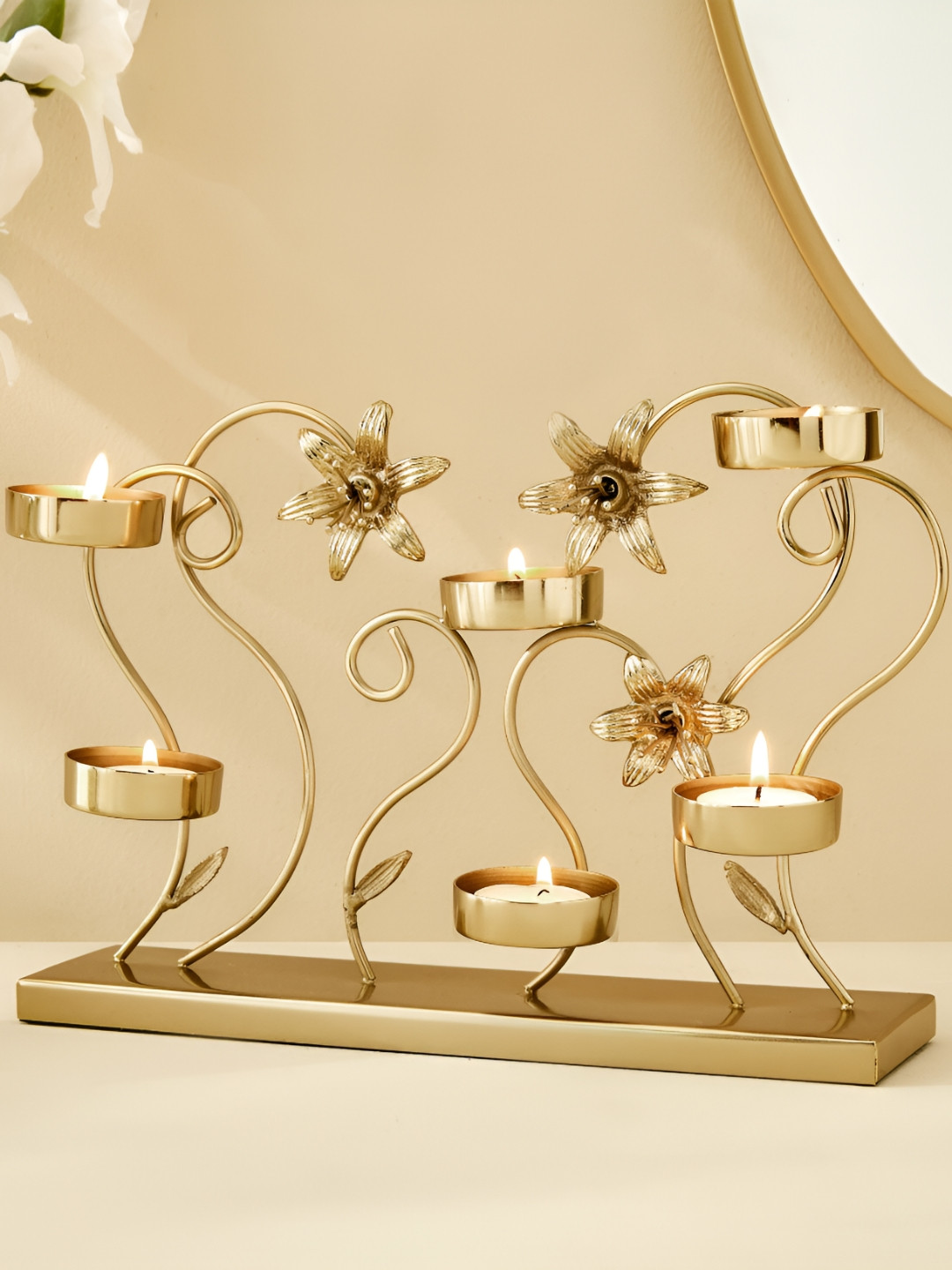 Home Centre Gold Metal Multi T-Light Holder