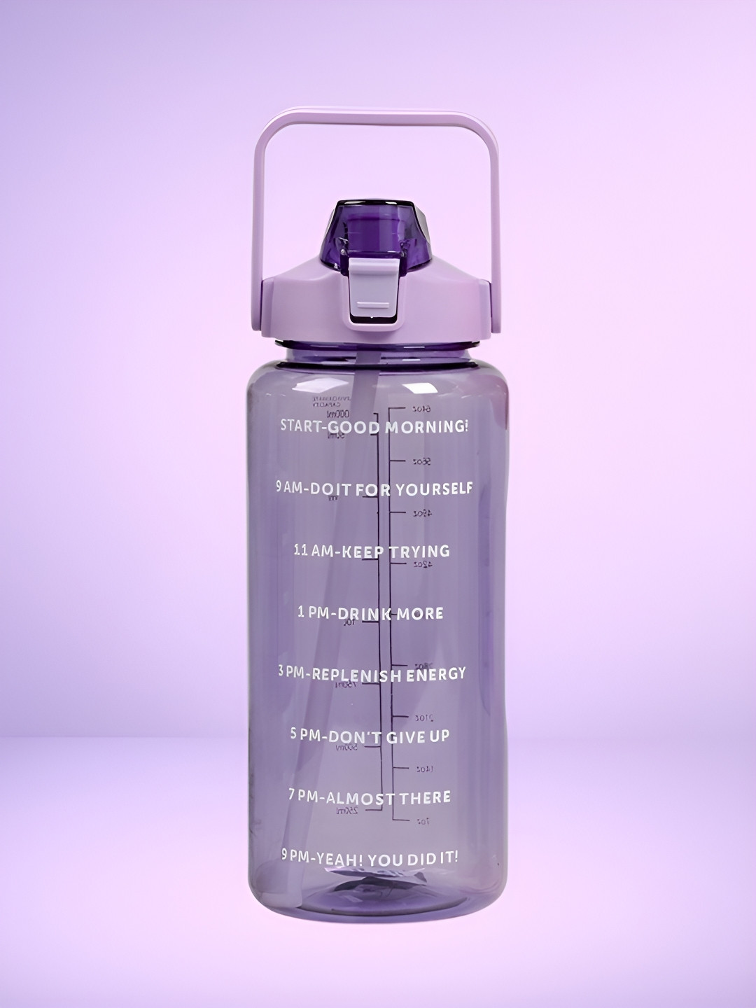 ReeQ Lavender & White Typography Printed Sipper Lockable Lid Water Bottle 2000ml