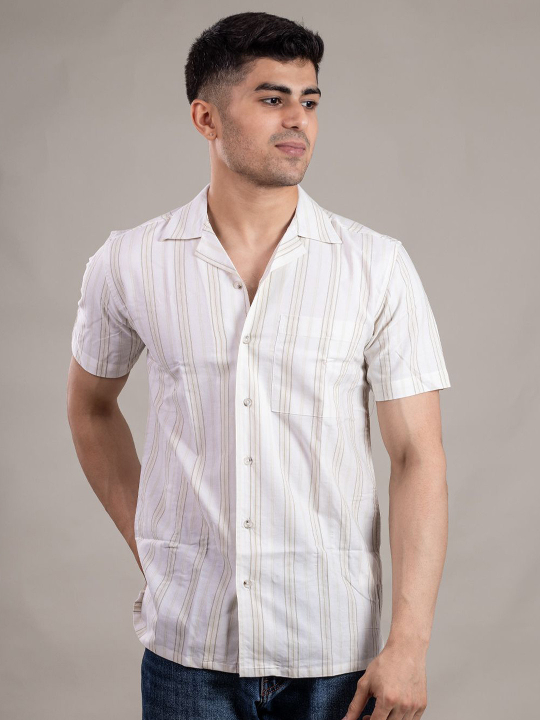 Suture Craft India Slim Pin Striped Slim Fit Pure Cotton Shirt