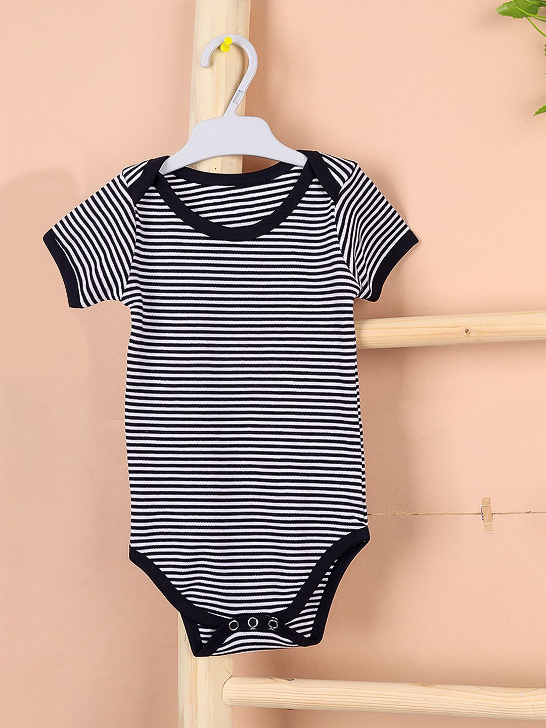 Moms Home Infants Striped Organic Cotton Bodysuit