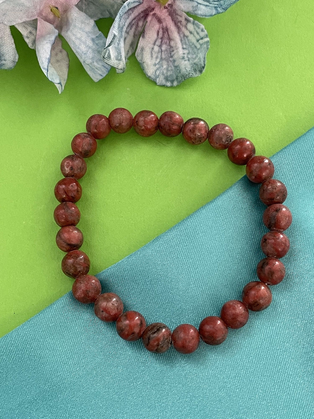 Digital Dress Room Carnelian Men Artificial Beads Beaded Wooden Elasticated Bracelet